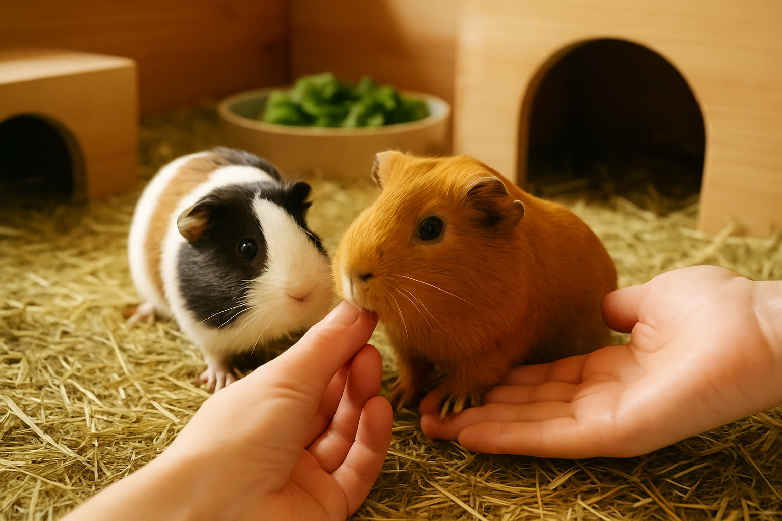 Meerschweinchen zeigt seine Zähne als Warnsignal, bevor es beißt